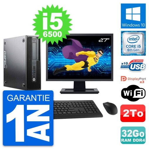 Computadora de escritorio HP Z240 SFF - Pantalla de 27', Procesador Intel Core i5-6500, 32GB de RAM, Disco duro de 2TB, Windows 10, WiFi