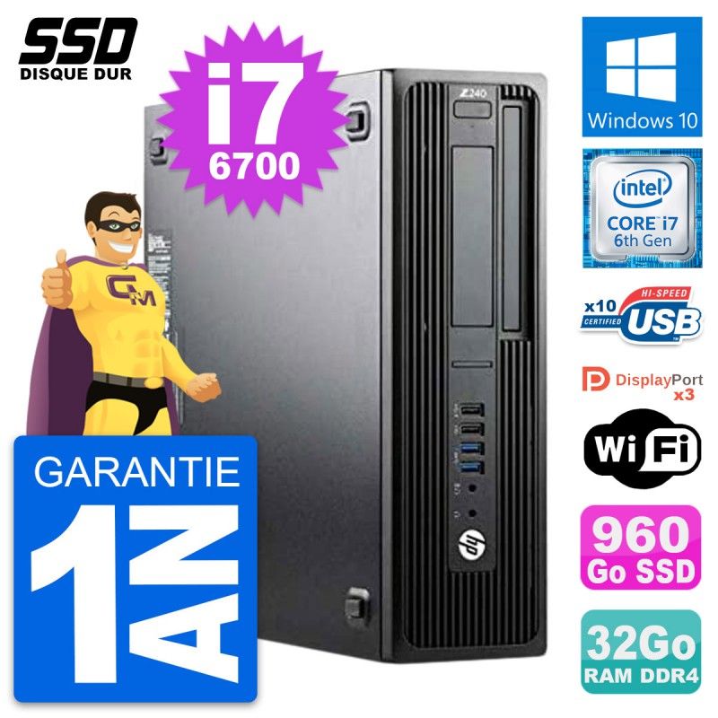 HP WorkStation Z240 SFF - Intel Core i7-6700, 32GB RAM, 960GB SSD, Windows 10