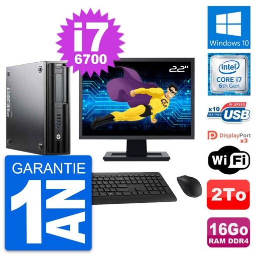 HP Z240 SFF Desktop Computer - 22" Screen, Intel Core i7-6700, 16GB RAM, 2TB Storage, Windows 10, WiFi