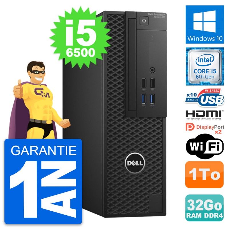 Dell Precision T3420 SFF Desktop PC i5-6500 32GB RAM 1TB HDD HDMI Windows 10 Wifi