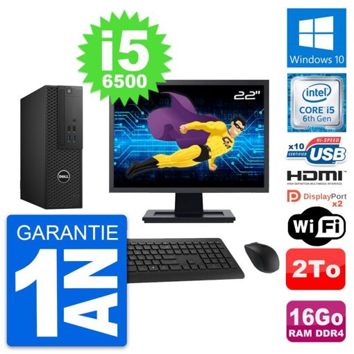 Computadora de escritorio Dell T3420 SFF - Pantalla de 22', i5-6500, 16GB RAM, 2TB HDD, HDMI, WiFi