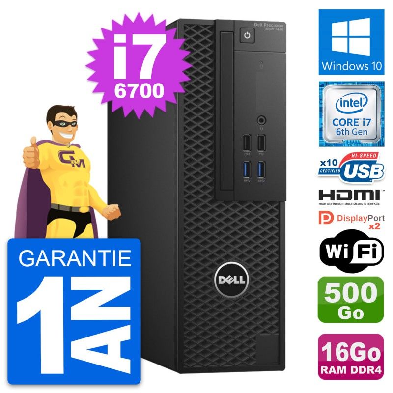 Dell Precision T3420 SFF Computer - i7-6700, 16GB RAM, 500GB HDD, HDMI, WiFi, Windows 10