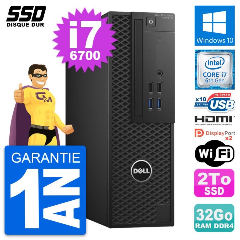 Dell Precision T3420 SFF Core i7-6700 32GB RAM 2TB SSD Windows 10 WiFi