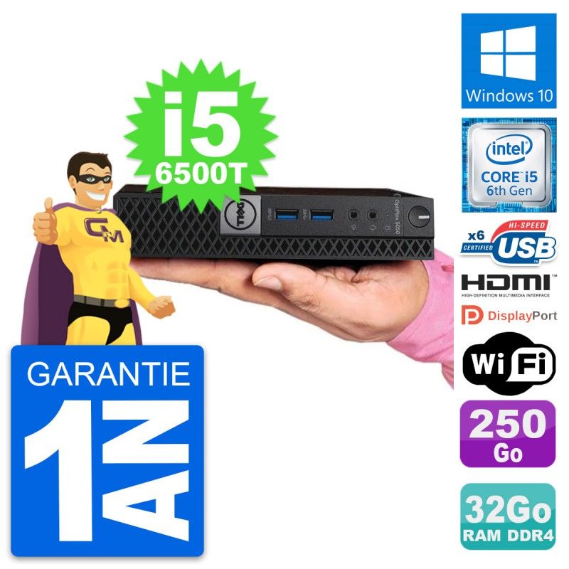 Dell Mini PC 5050 - Core i5, 32GB RAM, 250GB SSD, HDMI, WiFi, Windows 10