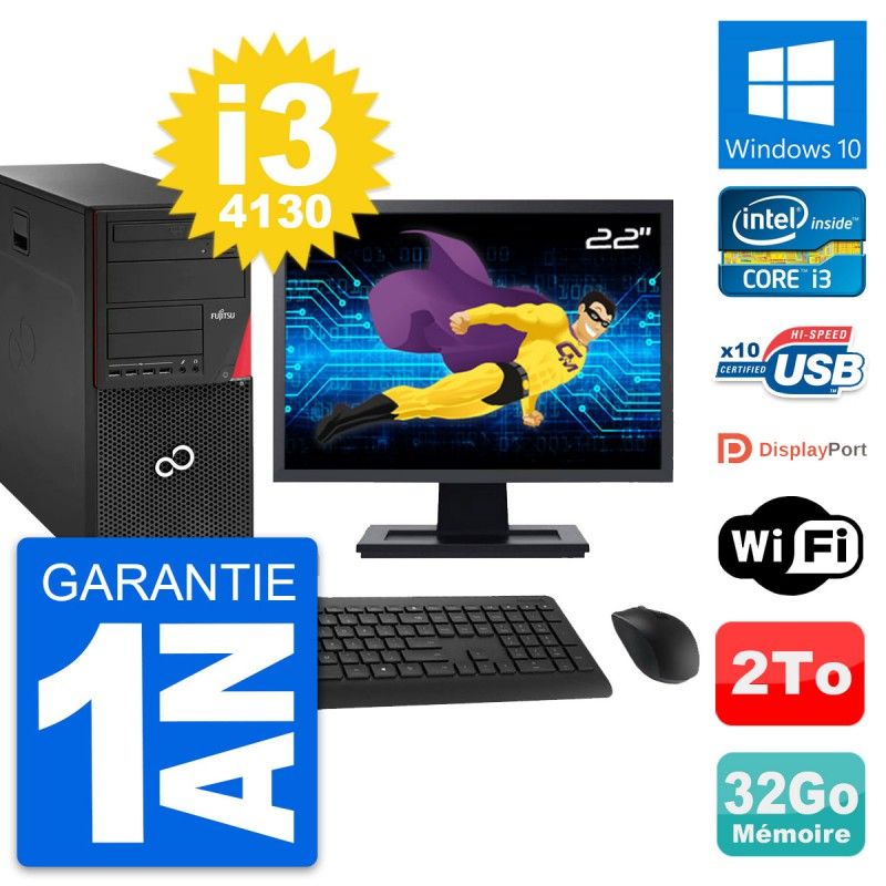 Fujitsu P920 22-Inch PC Tower - Intel i3-4130, 32GB RAM, 2TB HDD, Windows 10, WiFi