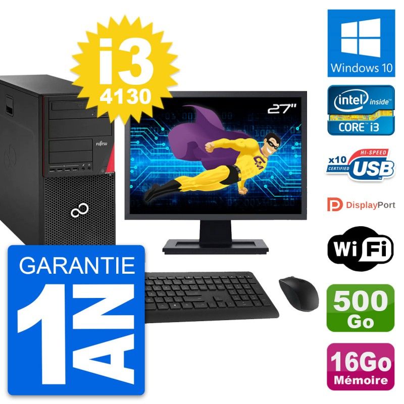 Fujitsu P920 27-Inch PC Tower - i3-4130, 16GB RAM, 500GB HDD, Windows 10, WiFi