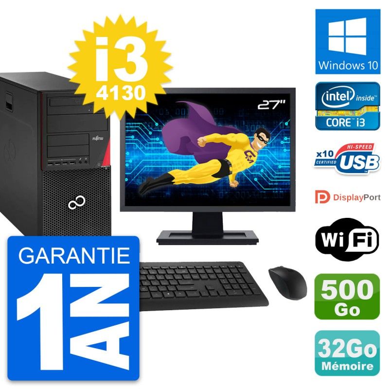 Fujitsu P920 27-Inch PC Tower - i3-4130, 32GB RAM, 500GB HDD, Windows 10, WiFi