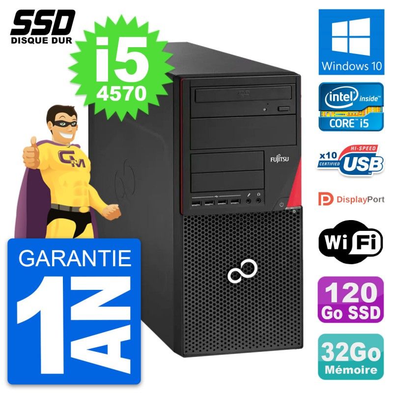 Fujitsu Esprimo P920 PC Tower - Intel i5-4570, 32GB RAM, 120GB SSD, Windows 10, Wifi