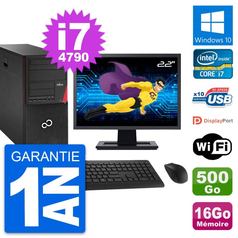 Fujitsu P920 22-Inch PC Tower - i7-4790, 16GB RAM, 500GB Disk, Windows 10, WiFi