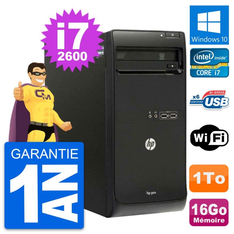 HP Pro 3400 MT Desktop PC - Intel Core i7, 16GB RAM, 1TB HDD, Windows 10, WiFi