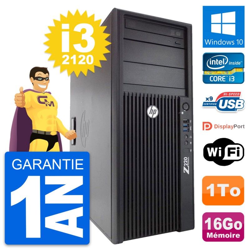 Estación de trabajo HP Z220 Intel i3-3220 16GB RAM 1TB HDD Windows 10 WiFi