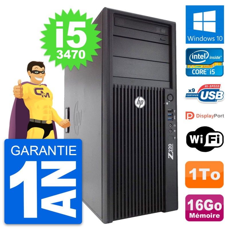HP WorkStation Z220 Intel i5-3470 16GB 1TB Windows 10 Wi-Fi