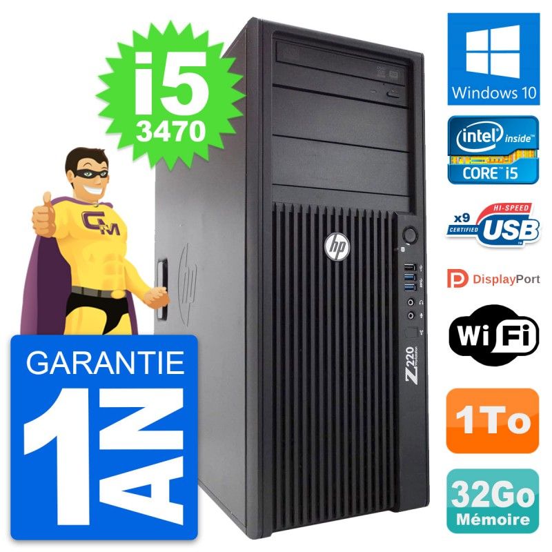 HP WorkStation Z220 Core i5-3470 32GB RAM 1TB HDD Windows 10 WiFi