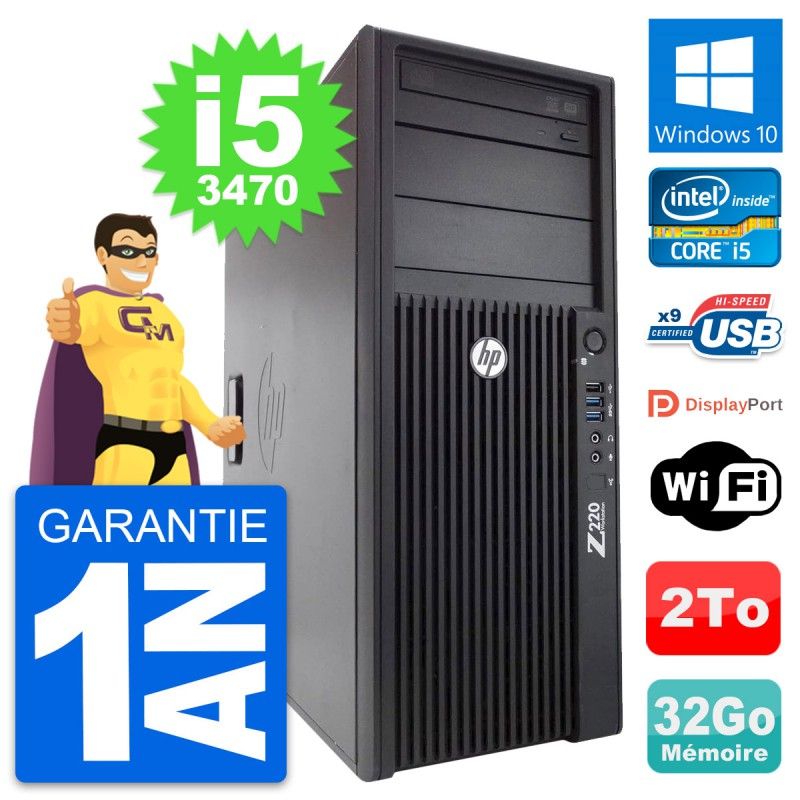 HP WorkStation Z220 Core i5-3470 32GB RAM 2TB HDD Windows 10 WiFi