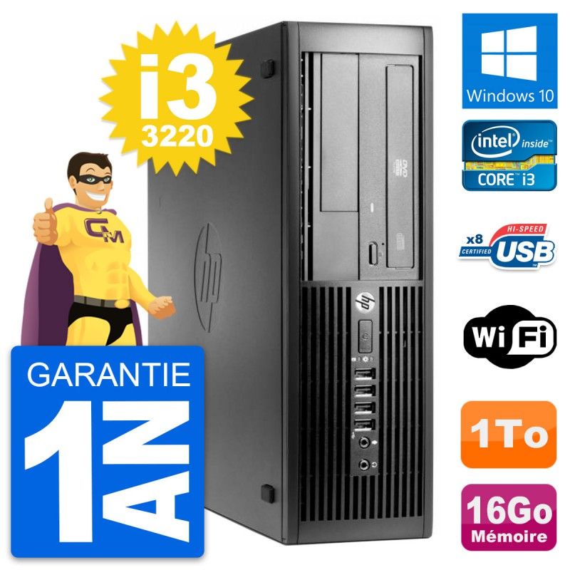Ordinateur de bureau HP Compaq Pro 4300 SFF - Intel Core i3-3220, 16 Go de RAM, 1 To HDD, Windows 10, WiFi