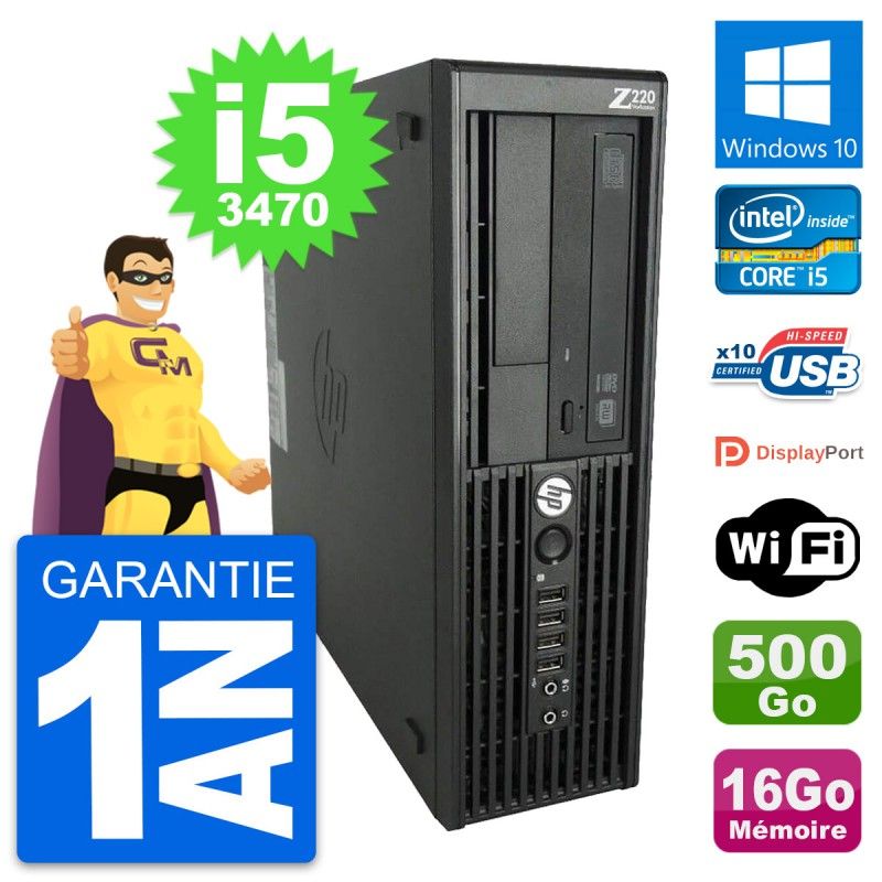 HP WorkStation Z220 SFF Core i5-3470 16GB RAM 500GB HDD Windows 10 Wifi
