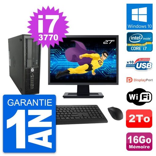 HP WorkStation Z220 SFF PC - 27" Screen, i7-3770, 16GB RAM, 2TB HDD, WiFi