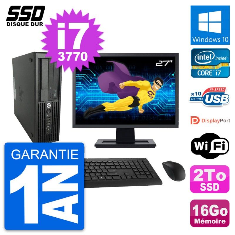 HP WorkStation Z220 SFF Desktop Computer | 27" Screen | i7-3770 | 16GB RAM | 2TB SSD | Windows 10