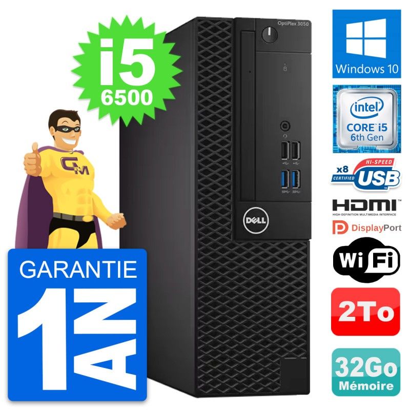 Dell OptiPlex 3050 SFF PC - Intel i5-6500, 32GB RAM, 2TB HDD, HDMI, Wi-Fi