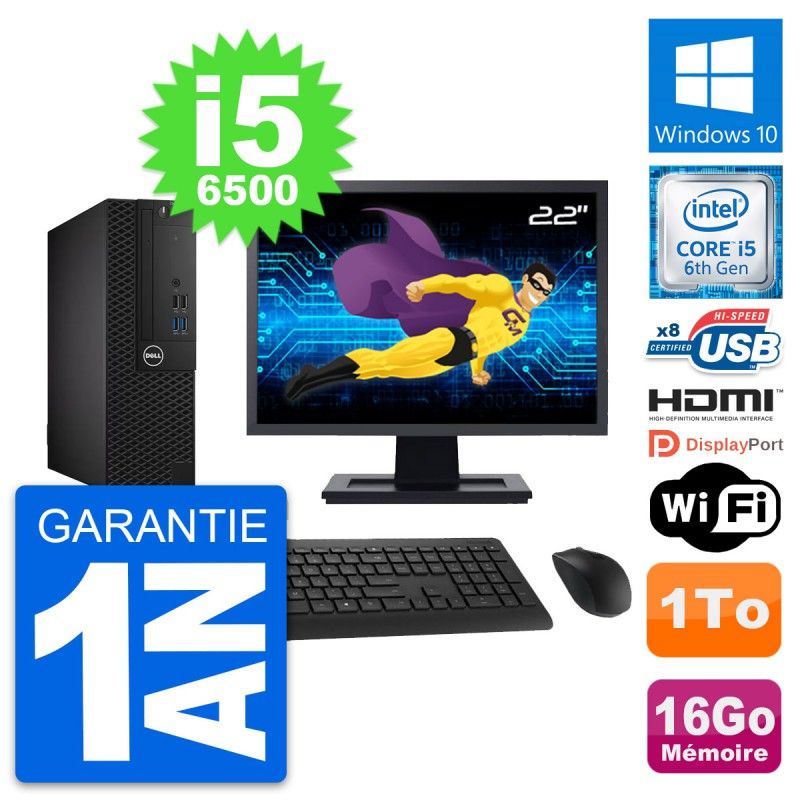 Dell OptiPlex 3050 SFF Computer - 22" Screen, Core i5-6500, 16GB RAM, 1TB HDD, HDMI