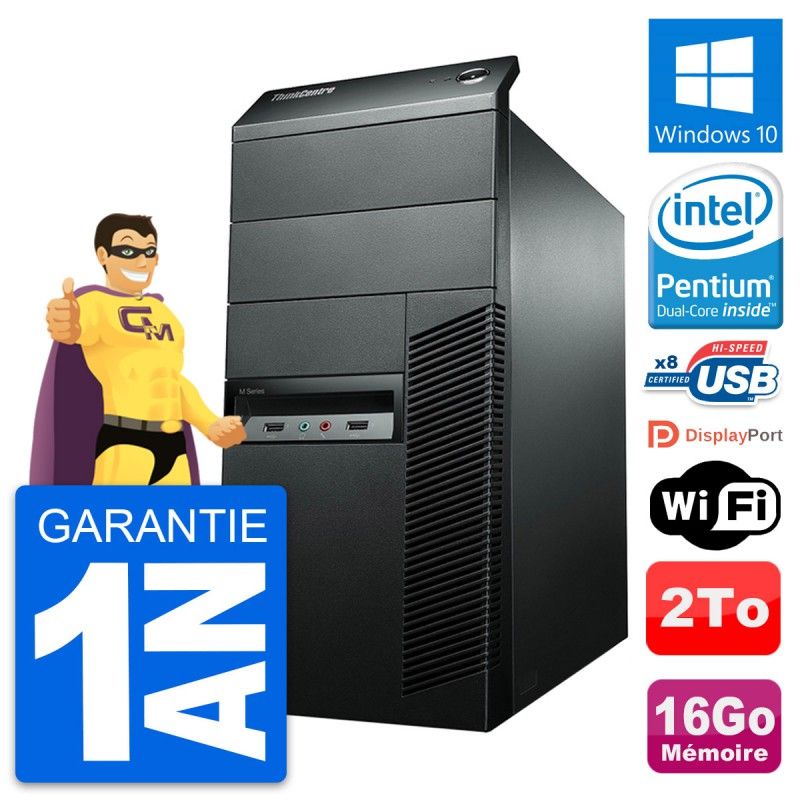 Lenovo ThinkCentre M92p Desktop PC - Intel Core i5-2400, 16GB RAM, 2TB HDD, Windows 10, WiFi