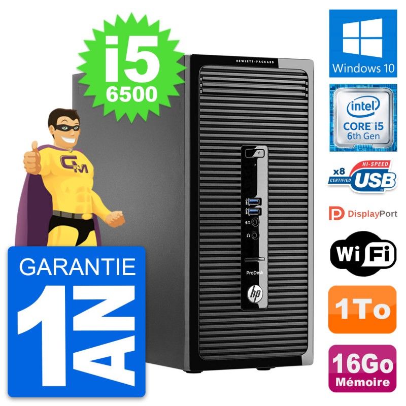 HP ProDesk 400 G3 MT Desktop PC - Intel i5-6500, 16GB RAM, 1TB HDD, Windows 10, WiFi