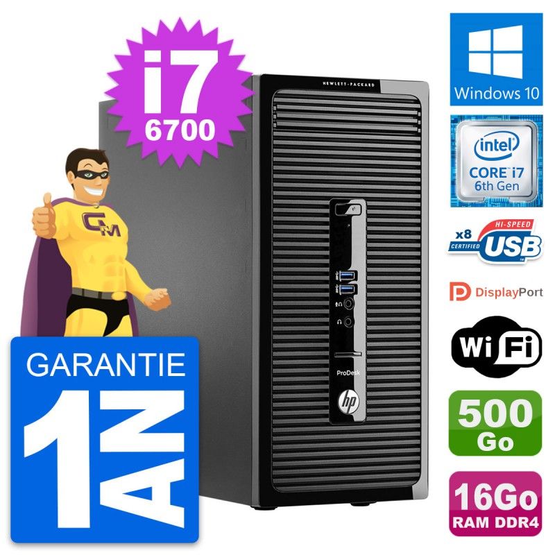 HP ProDesk 400 G3 MT Desktop PC - Intel Core i7, 16GB RAM, 500GB Storage, Windows 10, WiFi