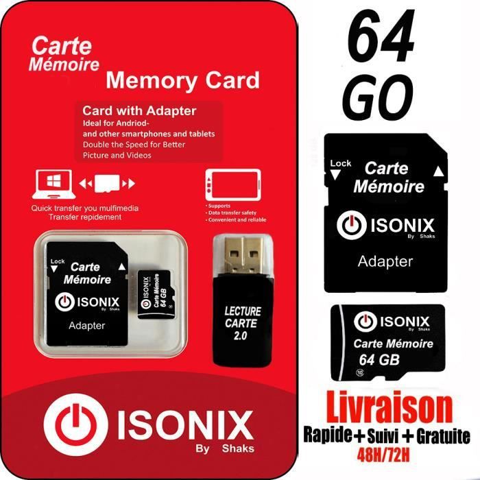 Tarjeta de memoria Micro SD Isonix 64 GB (SDXC)