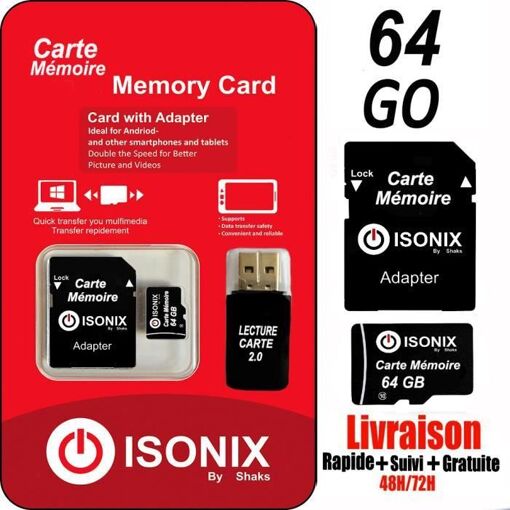 Isonix MicroSD Memory Card 64GB (SDXC)