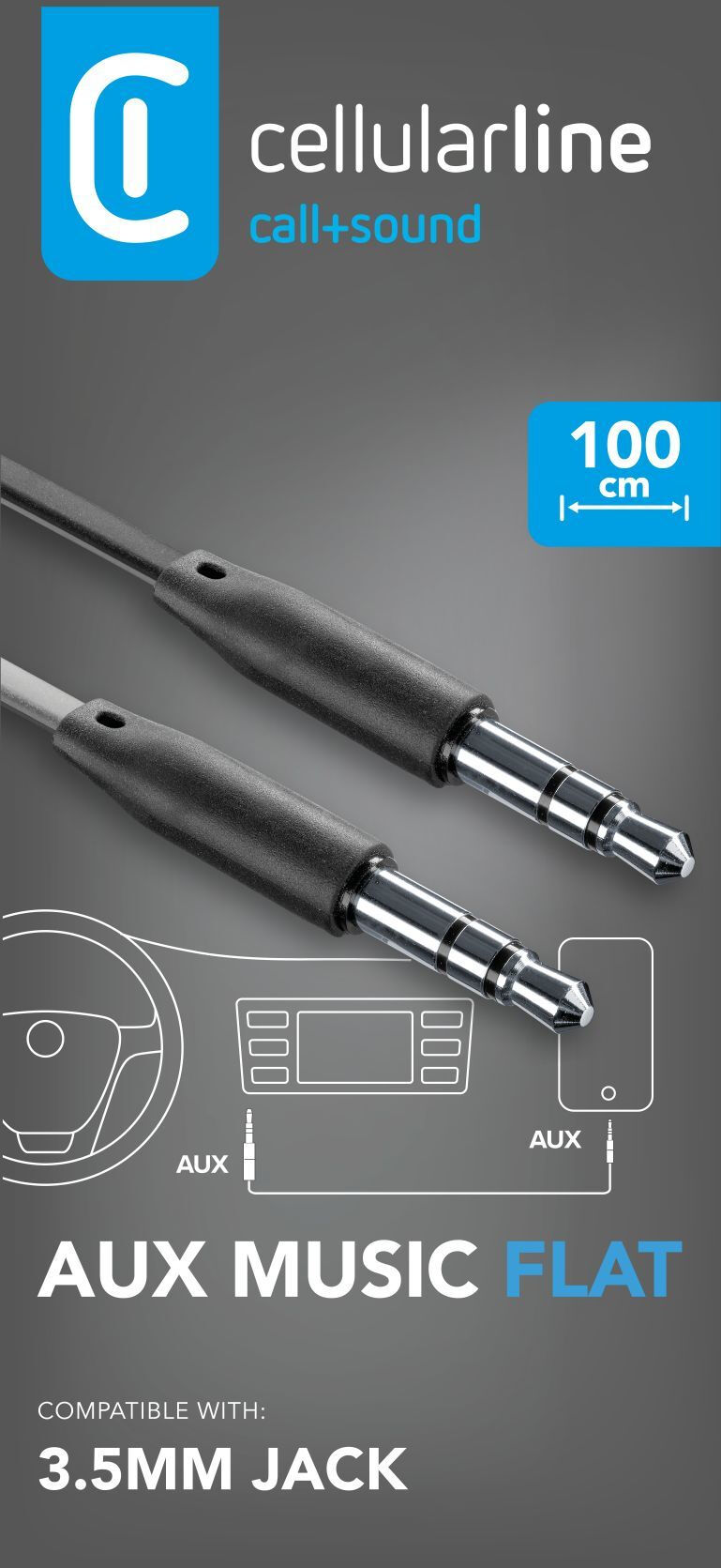 Cable Auxiliar Cellularline Jack 3,5 mm