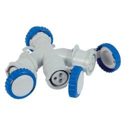 Adaptador de enchufe eléctrico industrial triple CEE azul y blanco 73120 (marca 64)