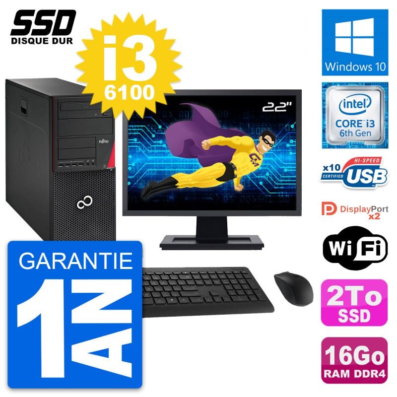 Fujitsu Esprimo P756 22-Inch All-in-One PC - i3-6100, 16GB RAM, 2TB SSD, Windows 10