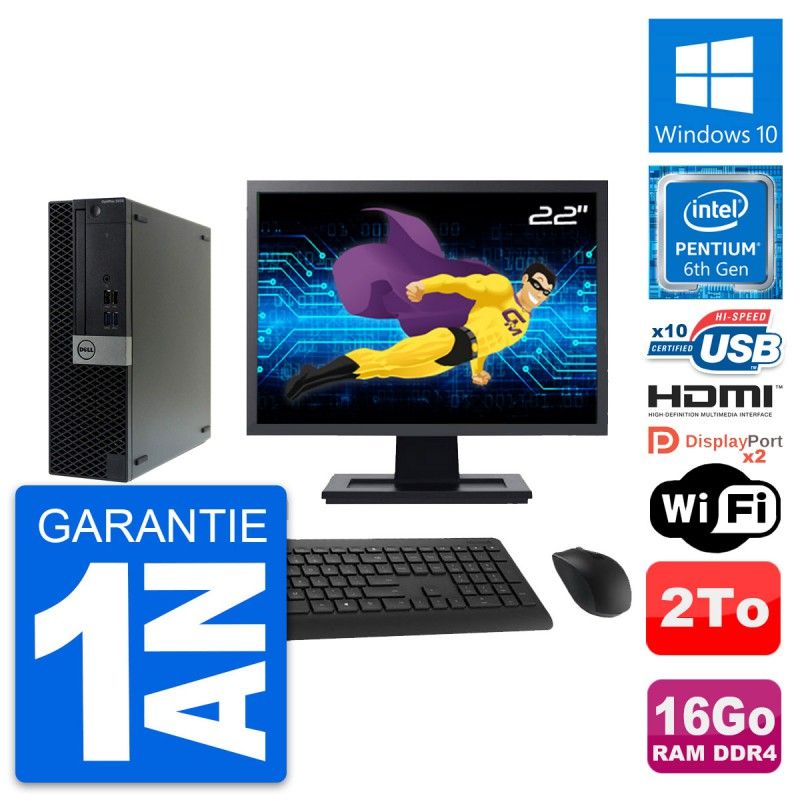 Dell OptiPlex 5050 SFF Computer - 22" Screen, Intel G4400, 16GB RAM, 2TB HDD, HDMI