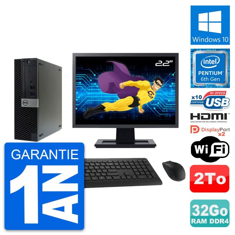 Dell OptiPlex 5050 SFF PC - 22" Screen, Intel G4400, 32GB RAM, 2TB HDD, HDMI