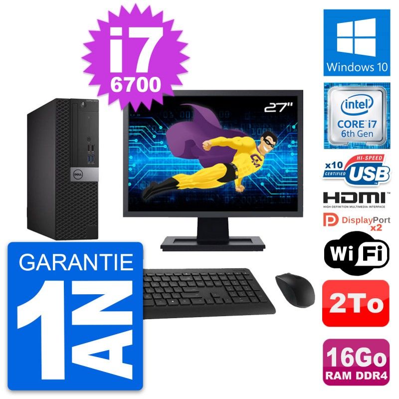 Dell OptiPlex 5050 SFF Desktop Computer - 27" Screen, Core i7-6700, 16GB RAM, 2TB HDD, HDMI