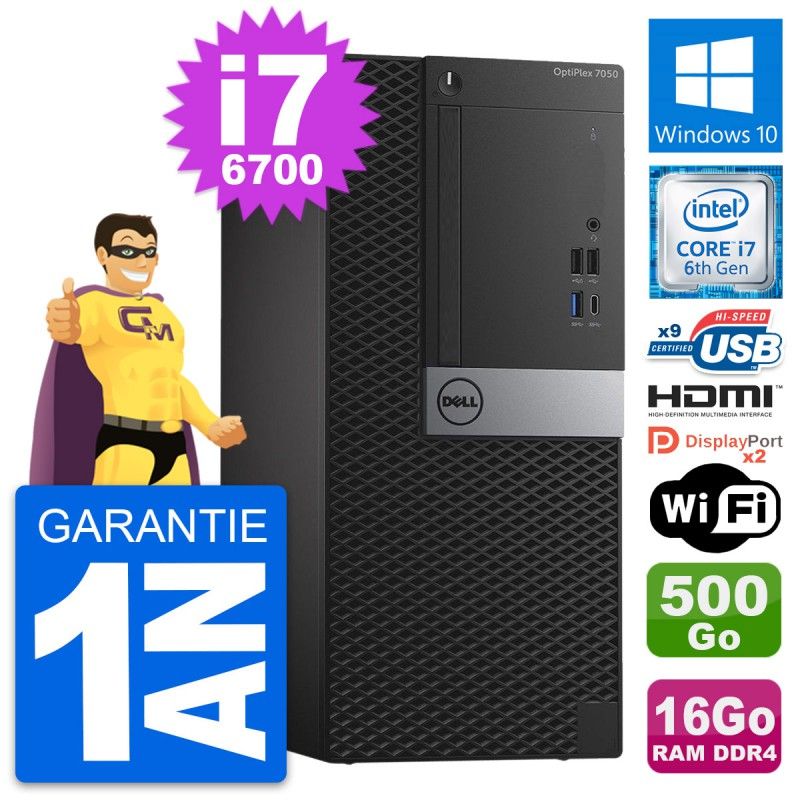 Dell OptiPlex 7050 i7-6700 16GB RAM 500GB HDD HDMI Windows 10 Wi-Fi