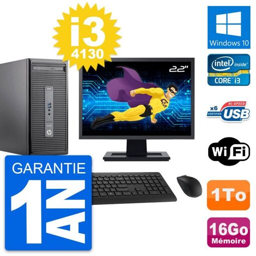PC de escritorio HP ProDesk 400 G2 MT - Pantalla de 22'', Procesador Intel i3-4130, 16GB de RAM, 1TB HDD, Windows 10, Wifi