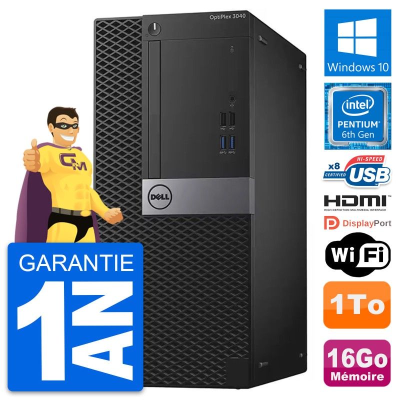 Dell OptiPlex 3040 Desktop PC - Intel G4400, 16GB RAM, 1TB HDD, HDMI, WiFi