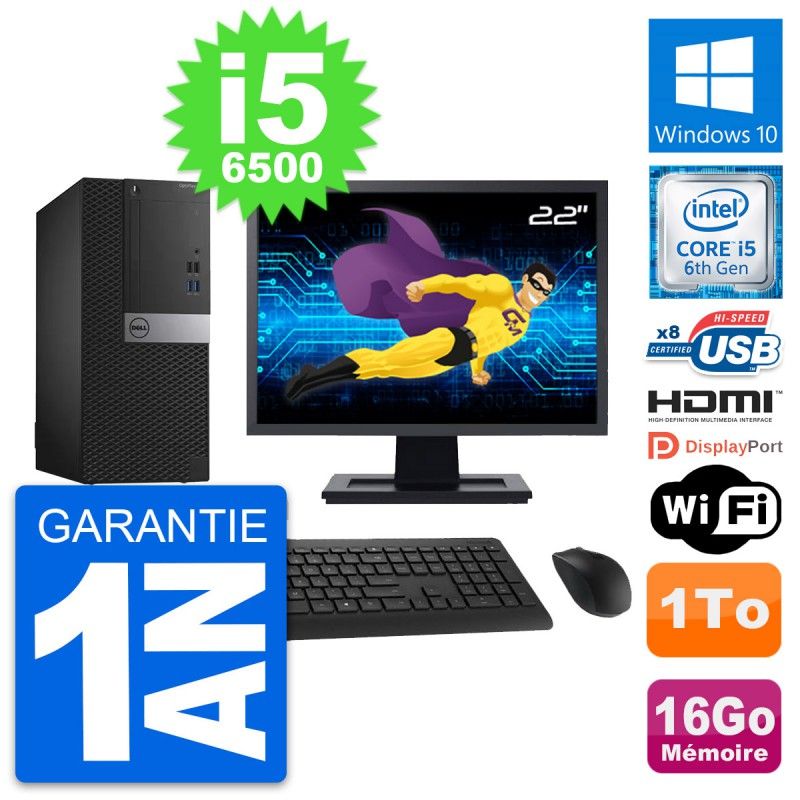 Dell OptiPlex 3040 Desktop PC - 22" Screen, i5-6500, 16GB RAM, 1TB HDD, HDMI