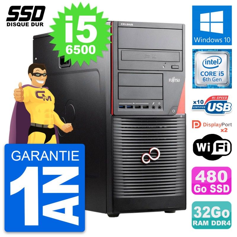Fujitsu Celsius W550n MT Core i5-6500 32GB RAM 480GB SSD Windows 10 Wifi
