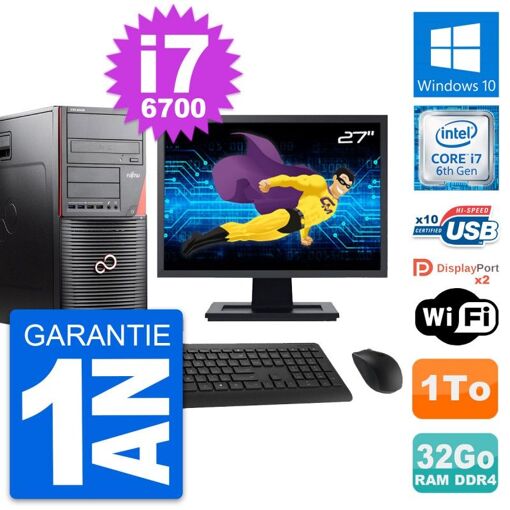 Fujitsu W550n 27-Inch PC Tower - Core i7-6700, 32GB RAM, 1TB HDD, Windows 10, WiFi