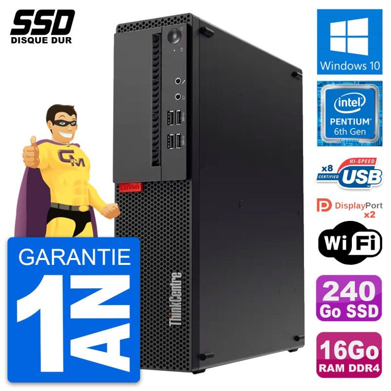 Lenovo ThinkCentre M910s SFF Desktop - Intel Pentium G4400, 16GB RAM, 240GB SSD, Windows 10, WiFi
