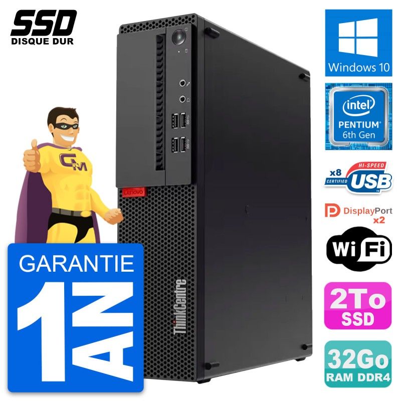 Lenovo ThinkCentre M910s SFF Desktop - Pentium G4400, 32GB RAM, 2TB SSD, Windows 10, WiFi