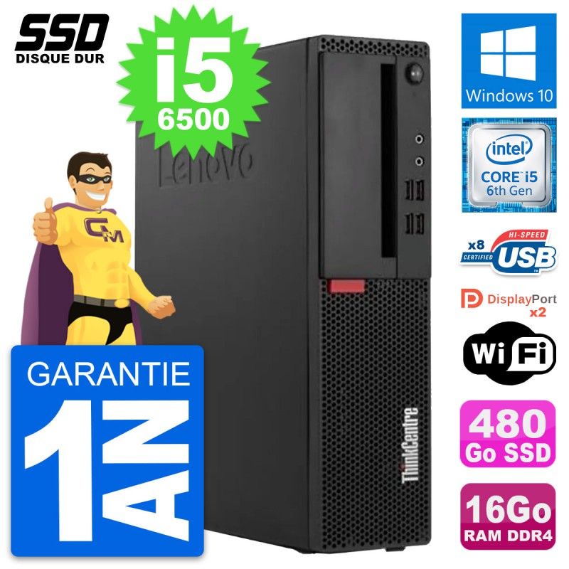 Lenovo ThinkCentre M910s SFF Desktop - Intel i5-6500, 16GB RAM, 480GB SSD, Windows 10, WiFi