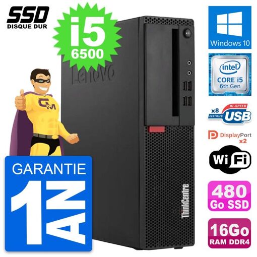 Lenovo ThinkCentre M910s SFF, PC de escritorio - Intel i5-6500, 16GB RAM, 480GB SSD, Windows 10, WiFi