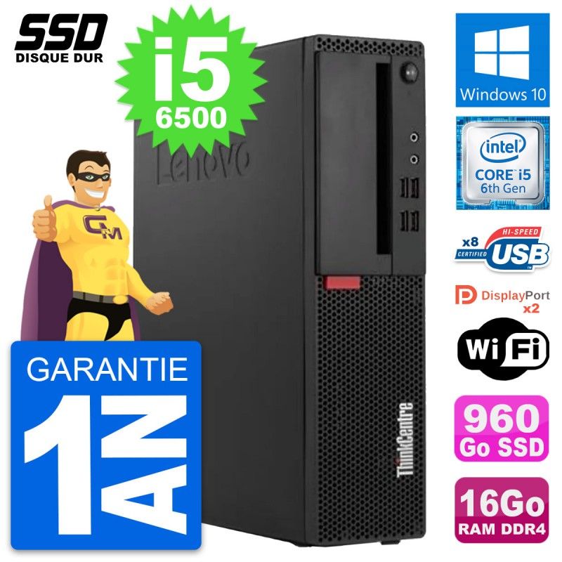 Lenovo ThinkCentre M910s SFF Desktop - Intel i5-6500, 16GB RAM, 960GB SSD, Windows 10, WiFi