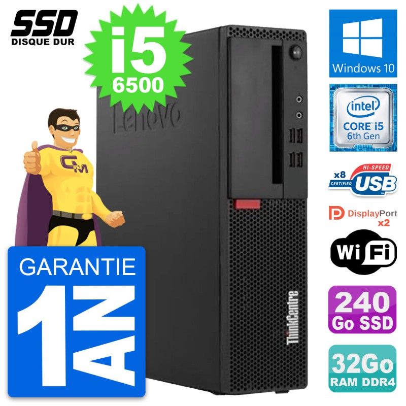Lenovo ThinkCentre M910s SFF Desktop - Intel i5-6500, 32GB RAM, 240GB SSD, Windows 10, WiFi