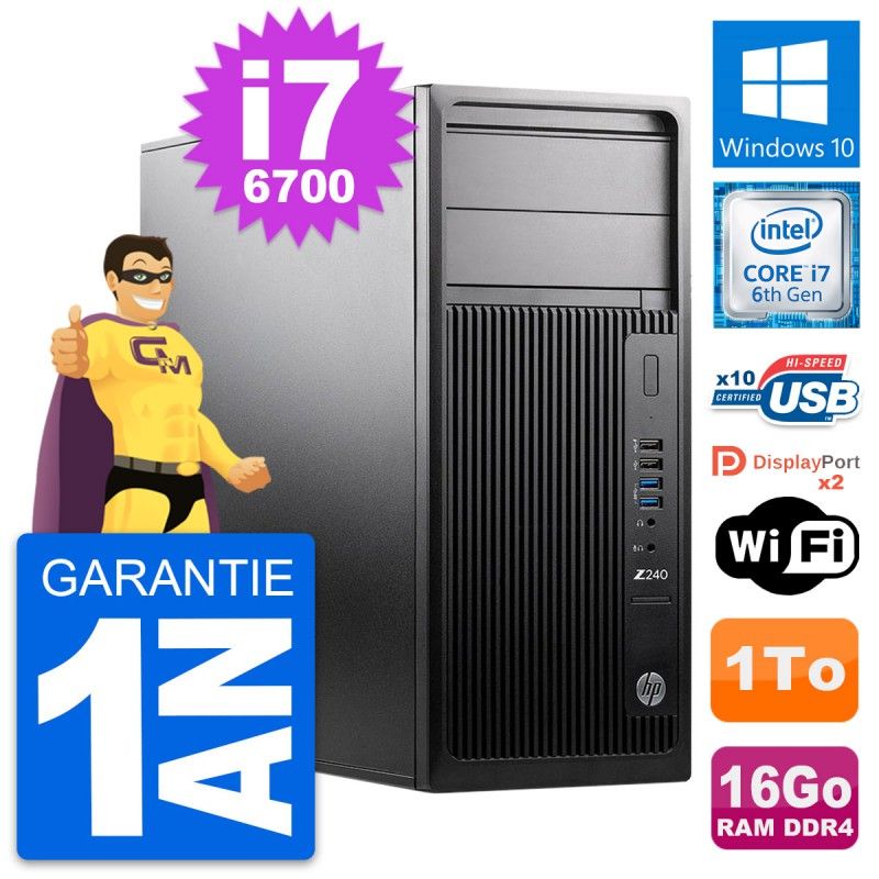 HP WorkStation Z240 MT - Intel i7-6700, 16GB RAM, 1TB HDD, Windows 10, WiFi