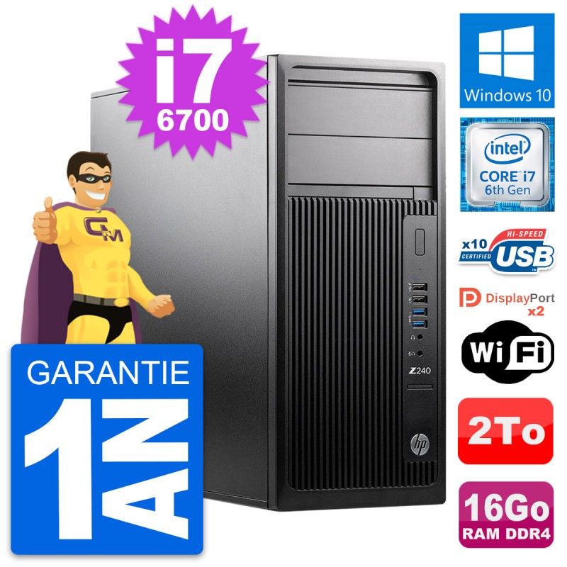 HP WorkStation Z240 MT - Intel i7-6700, 16GB RAM, 2TB HDD, Windows 10, WiFi