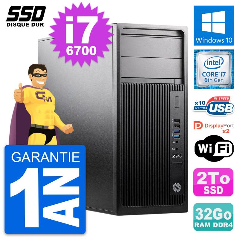 Estación de trabajo HP Z240 - Procesador Intel Core i7-6700, 32GB de RAM, 2TB SSD, Windows 10, WiFi